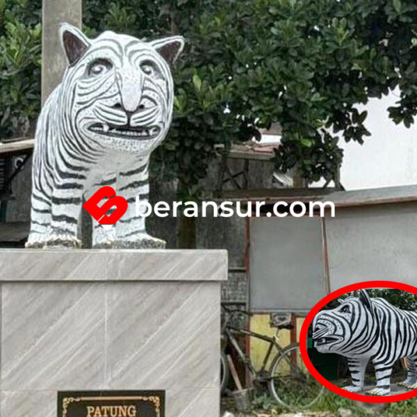 Viral Patung Macan Putih di Kediri Jadi Sorotan, Dianggap Kurang Gahar dan Jadi Bahan Candaan.