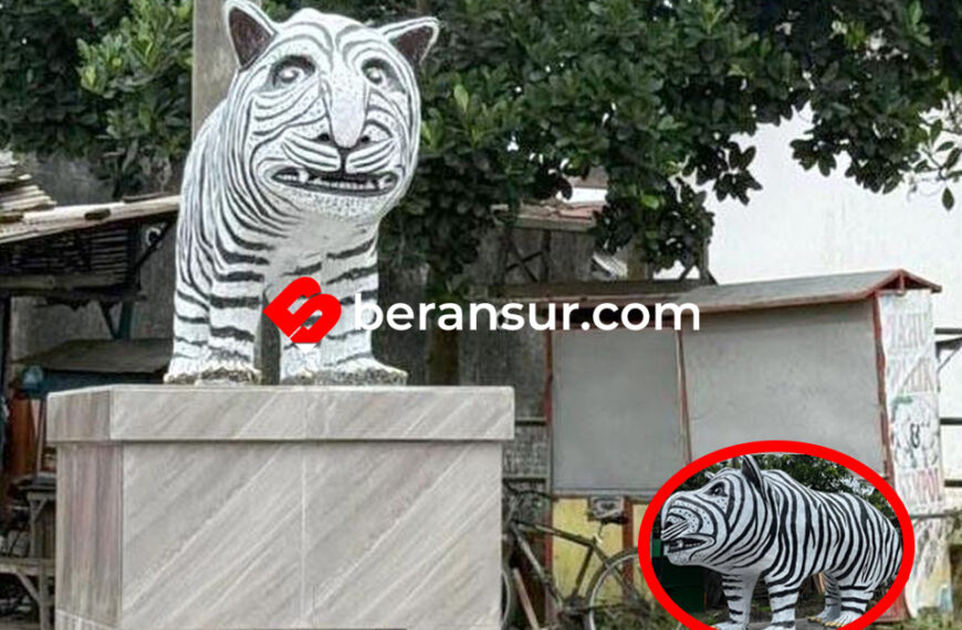 Viral Patung Macan Putih di Kediri Jadi Sorotan, Dianggap Kurang Gahar dan Jadi Bahan Candaan.