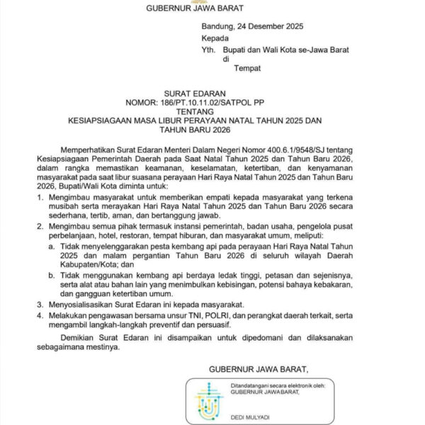 Gubernur Jabar Larang Pesta Kembang Api Malam Tahun Baru 2026 di Bekasi