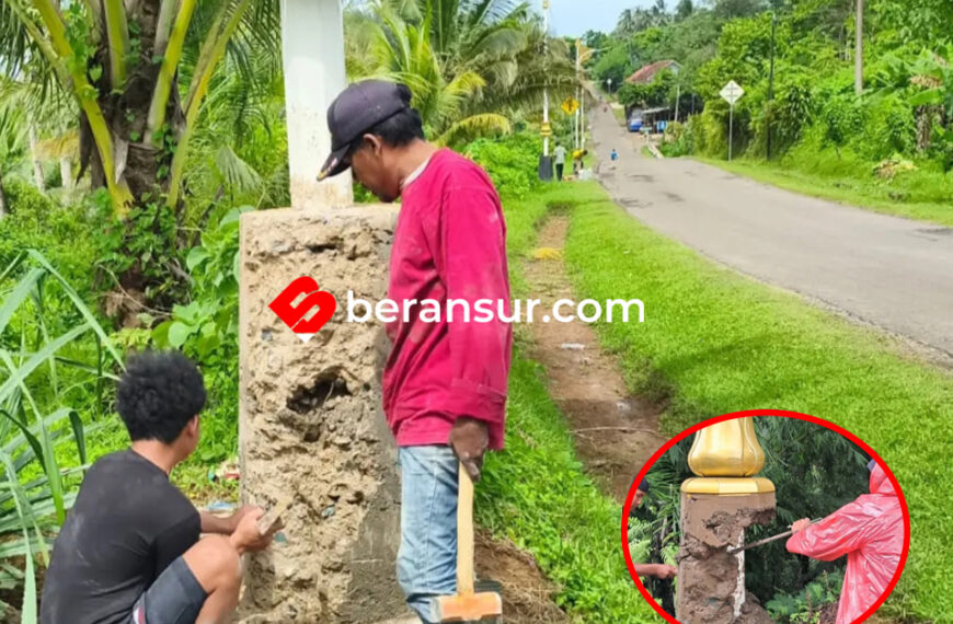 Viral! Puluhan Tiang PJU Karya KDM Dibongkar, Warga kaget Pondasi keropos