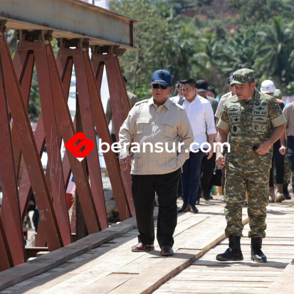 Presiden Prabowo Tinjau Jembatan Bailey Sungai Garoga