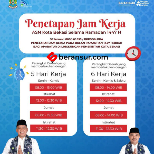 Sambut Ramadhan, Pemkot Bekasi Tetapkan Perubahan Jam Kerja ASN